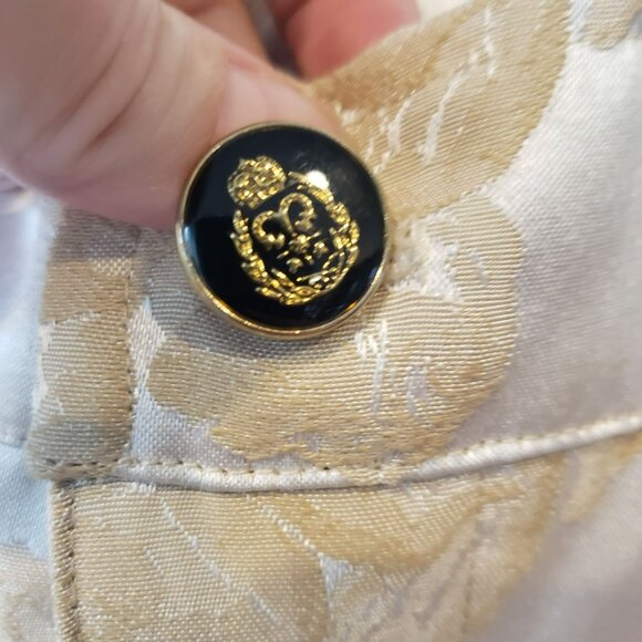 House of AAMA Mens Cherub Ogun Military Pants Tan Creme Jacquard Floral Print - Picture 8 of 15